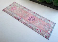 Turkish Runner Rug, Hand Made Rug, Tribal Wool Rug, Short Runner Rug 3 x 8 ft