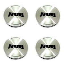 4 DUB Machined Silver Center Caps for 5/6L S123 Skillz S127 Future S128 Chedda
