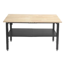 Work Table with Power Outlets Adjustable Height Workbench Work Table w/ Pegboard