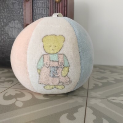 Mothercare Teddybär Stofftier Baby Glockenspiel Rassel Ball spielen Vintage Pastell