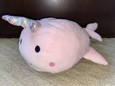 FAO Schwarz Glow Brights Pink Plush Narwhal No Sound Clean Soft