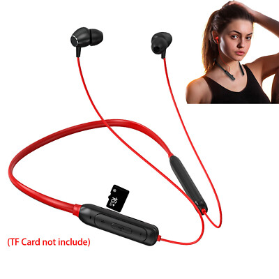 Bluetooth Headset Wireless Neckband Sports Earphone Sweat-proof Earpiece w/  Mic