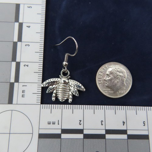 Orecchini pendenti FLY CHARM tono argento antico api insetti natura realistici - Foto 3 di 5