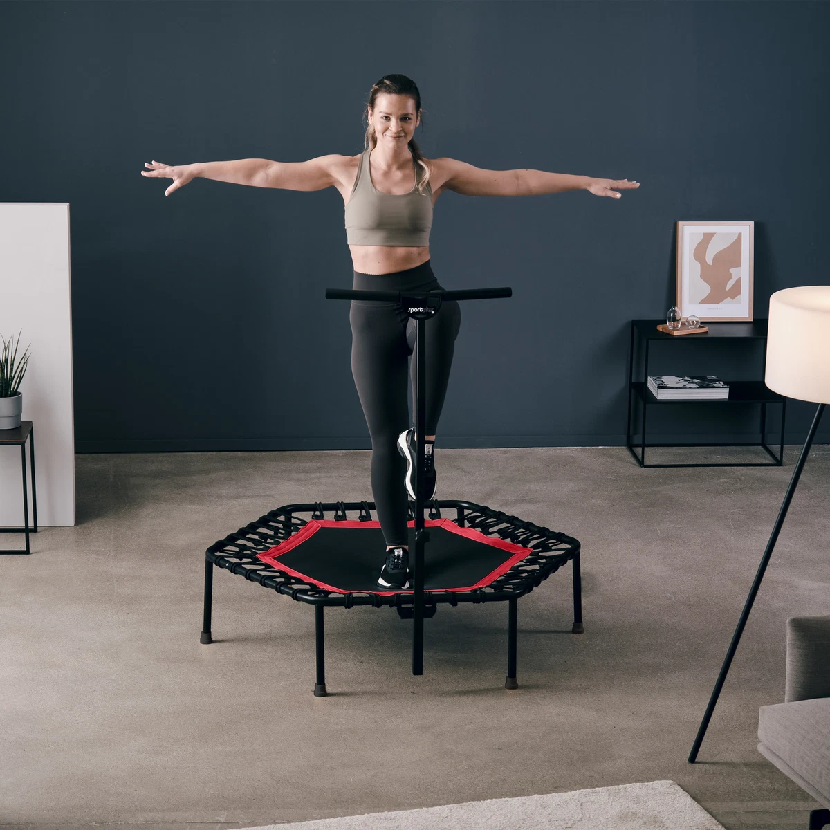 SportPlus Fitness Trampolin Minitrampolin mit Haltegriff