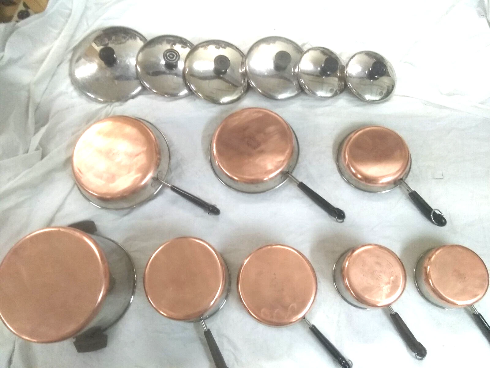 Revere Ware 14 Piece 1801 SS Copper Clad Cookware Sauce Pan Skillets Post 1968 9