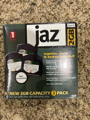 New 3 Pack iomega Jaz 2 GB Disks 10597 IBM Compatible Vintage 1997 SEALED