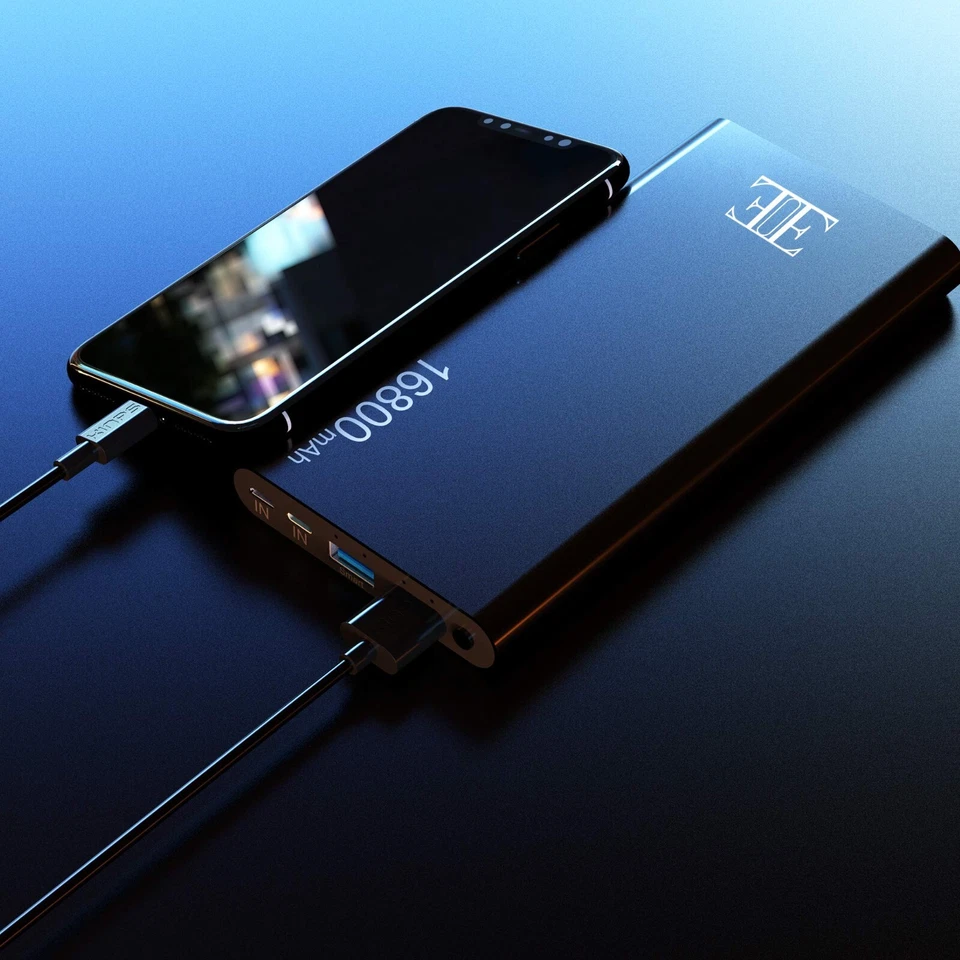 Batería Externa Portátil Delgada 2 Usb Gran Capacidad Banco de Alimentación Cargador 16800mAh Foto 3 de 4