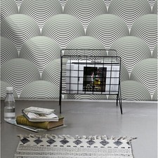 Ornate petals grid Removable wallpaper gray and white wall mural photo