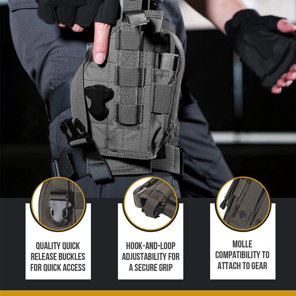 Universal Tactical Pistol Gun Holster Hunting Handgun Pouch Molle Waist Holsters - Image 4 of 4