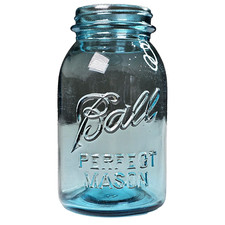 vintage quart blue glass ball perfect mason jar no lid # 6 on the bottom Décor