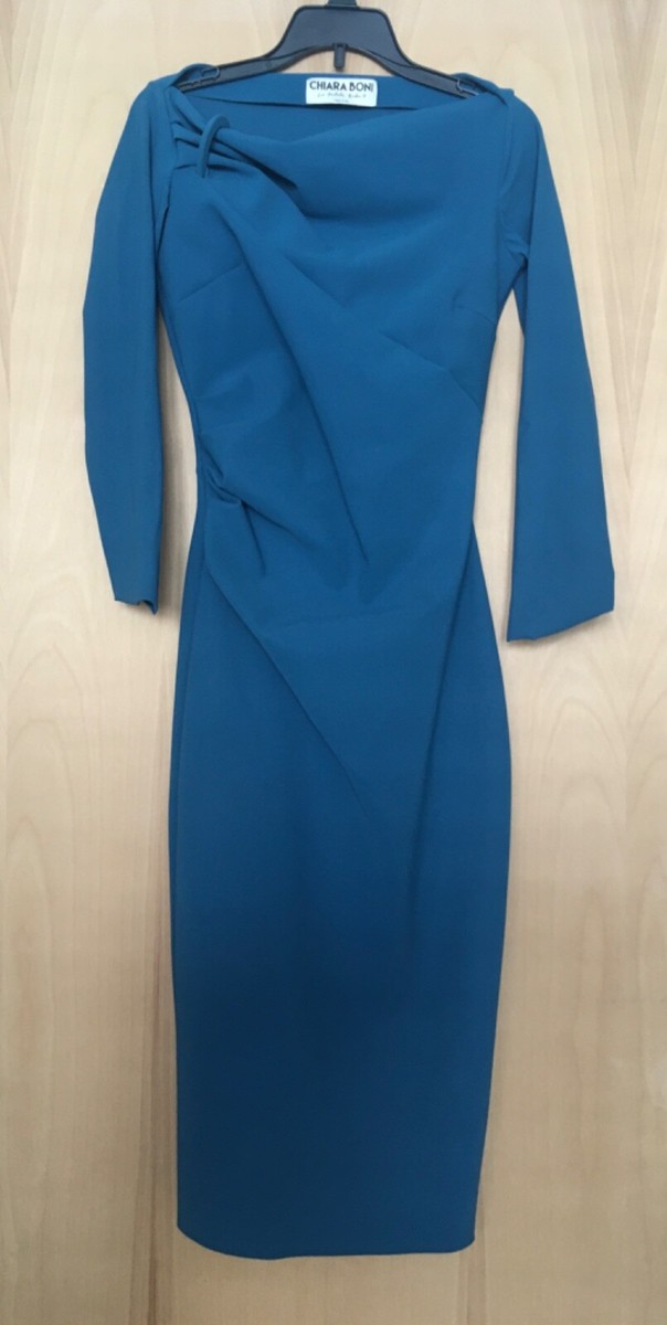 chiara boni blue dress Chiara Boni Women's Kashana Metalic Blue Dress – Channers main image 0