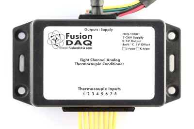 8-Ch J-type Analog Thermocouple Amplifier, 0-5V output, -250C-1000C, Grounded TC