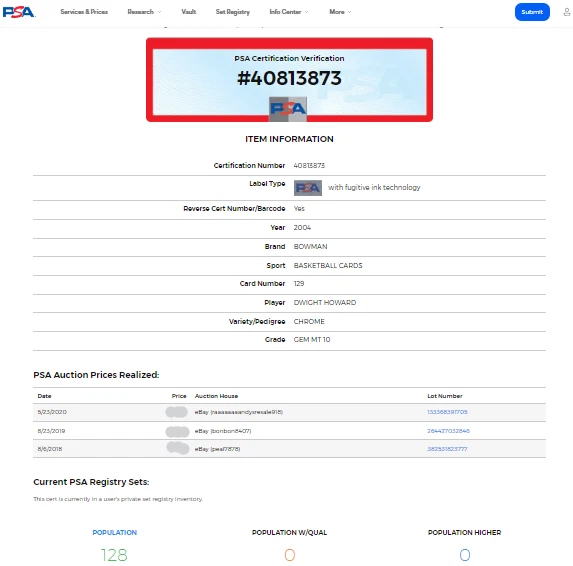 2004 2004-05 Bowman Chrome #129 Dwight Howard Rookie RC PSA 10 Gem Mint - Image 3 of 4