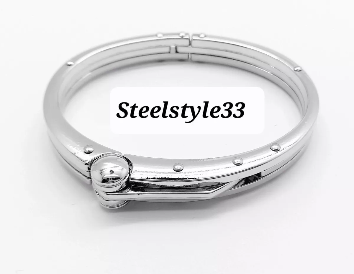 Men Silver Steel Bracelets Heavy Wristband Bangle Chains Jewelry 2024 F8J2  | eBay