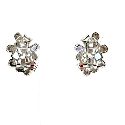 Ross Simmons Sterling Silver Cultured Pearls Gemstone Cluster Earrings NIB - Picture 12 of 14