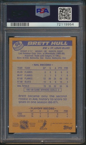 1988 TOPPS HOCKEY #66 BRETT HULL RC PSA 8 NM-MT HOF ROOKIE *QTY* - Picture 2 of 2