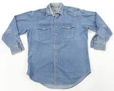 Rare Vintage BIG MAC Pearl Snap Western Casual Denim Jean Shirt 80s 90s Blue 