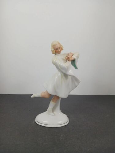 Antique 1920s Germany 8" tall Porcelain Dancer / Schau Bach Kunst / Repaired  - Picture 1 of 9