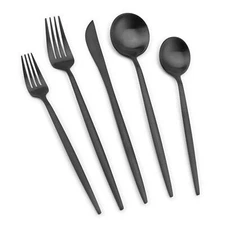 Matte Black Silverware Set 20 Piece Stainless Steel Cutlery Flatware Set Kitchen