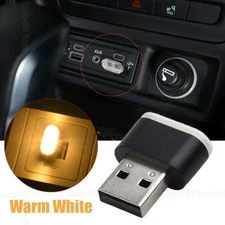 1x Mini USB Warm White LED Light Car Interior Neon Atmosphere Ambient Lamp Bulb