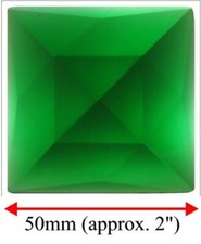 50mm 2" German SQUARE Faceted Jewel for Stained Glass - EMERALD GREEN