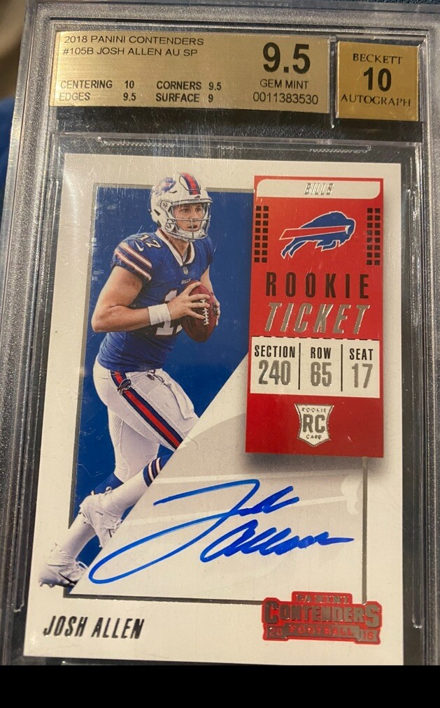 Josh Allen 2018 Contenders RC #105B Rookie Ticket SP BGS 9.5Auto 10 Buffalo Bill