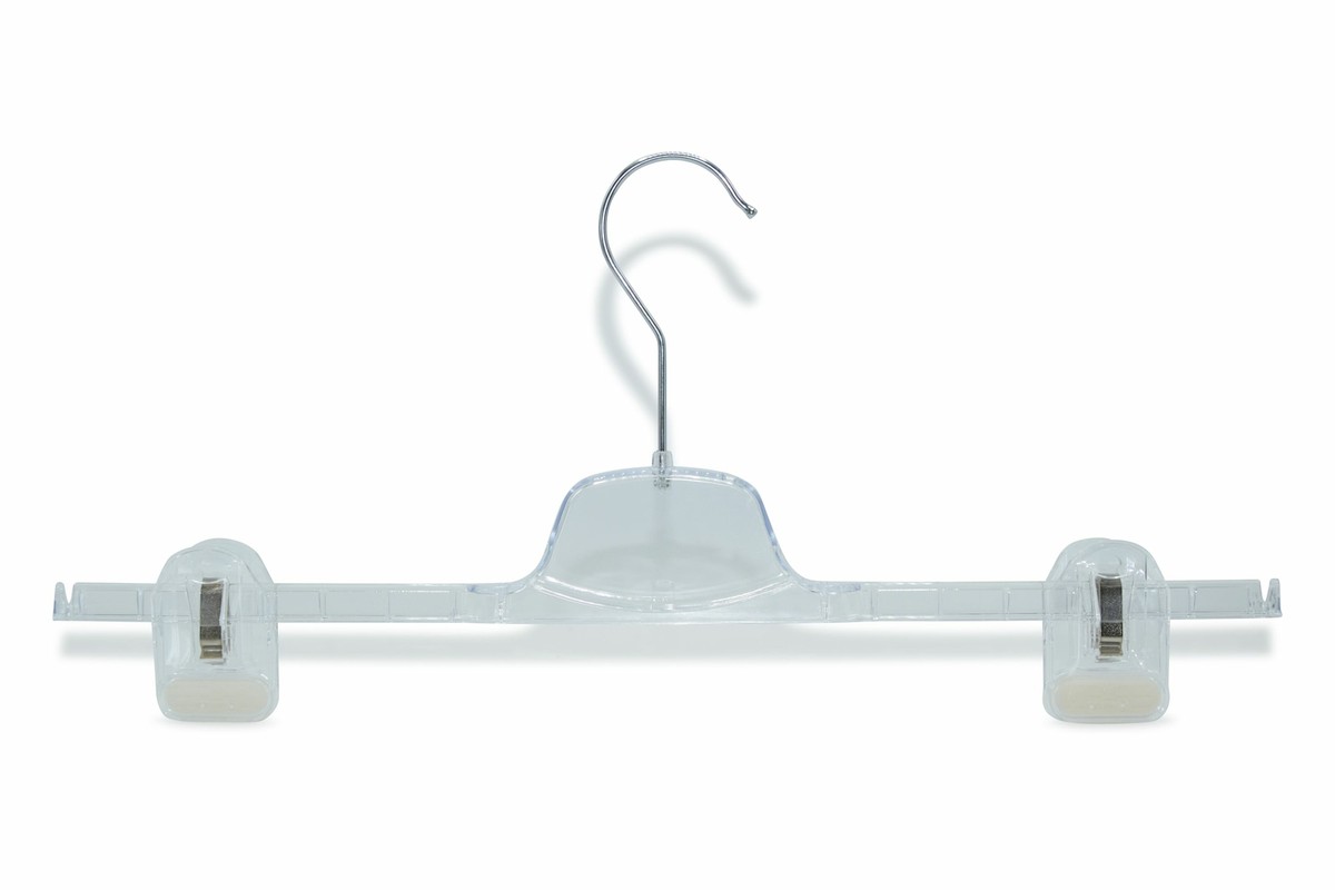 10 Stück Hosenbügel Breit – 35,6 Cm, Schwarz, Mit Clip Und Gummischutz