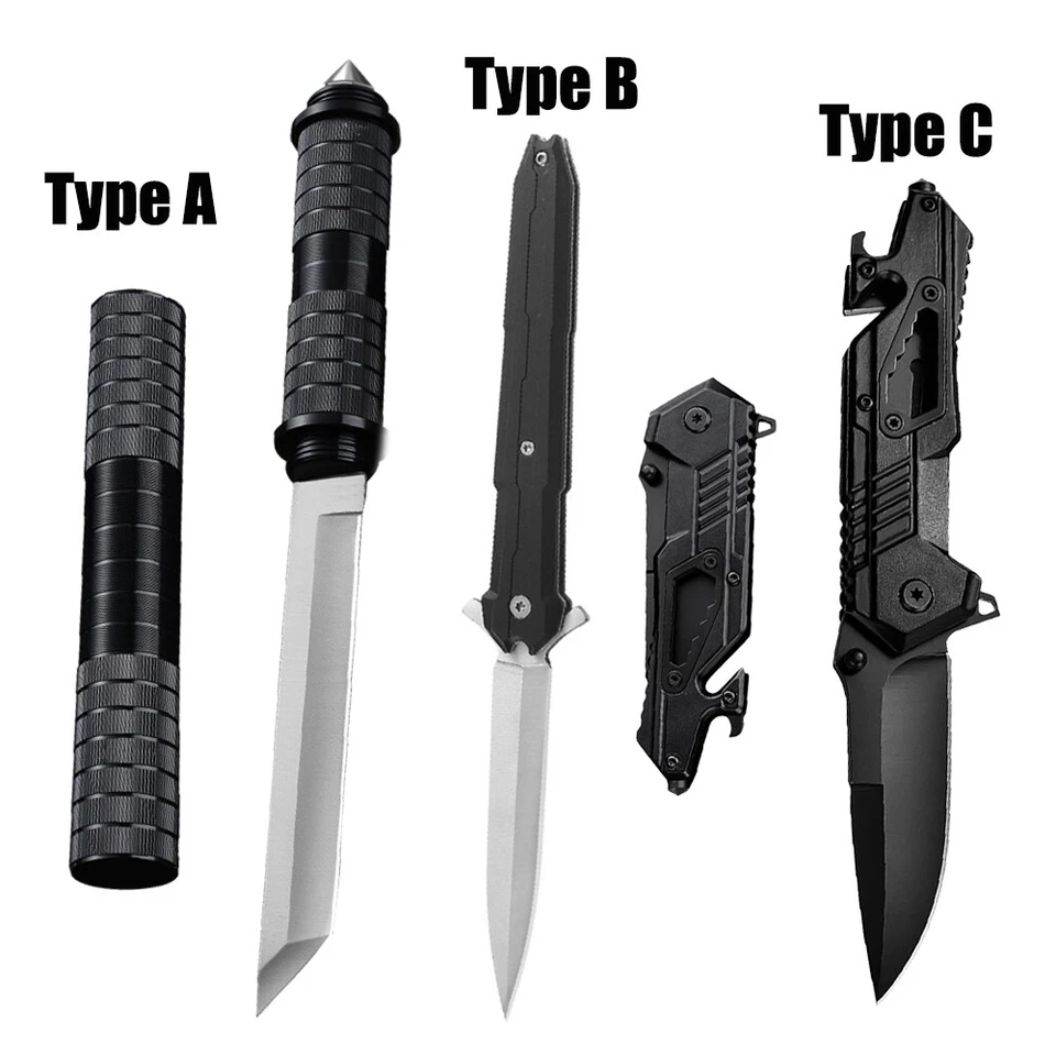 Cuchillo de bolsillo de hoja fija de supervivencia táctico militar caza combate cuchillos de campamento Foto 2 de 4