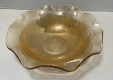 Jeanette Iris & Herringbone Iridescent Depression 11 1/2” Glass Bowl. Beautiful!