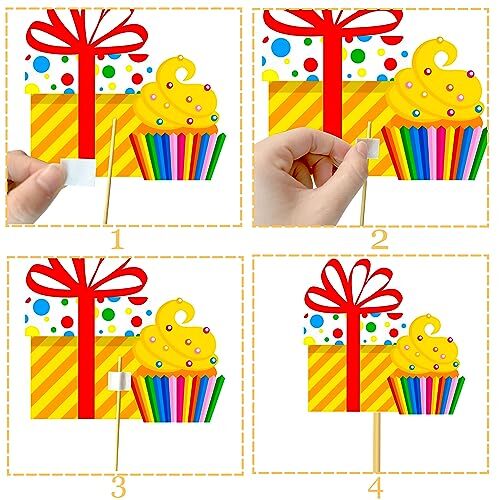 Happy Birthday Party Centerpiece Sticks 28Pcs Colorful Birthday Table Toppers - Bild 5 von 6