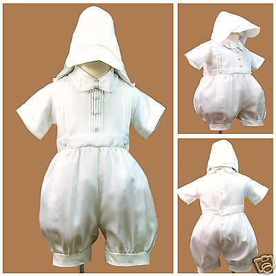 White Short Rompers for Baby Boys Toddler Christening Baptism Outfits 0M-30M Hat 