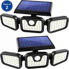 2 Pack LED Motion Sensor Solar Lights ,Outdoor IP65 Waterproof Security Lamp