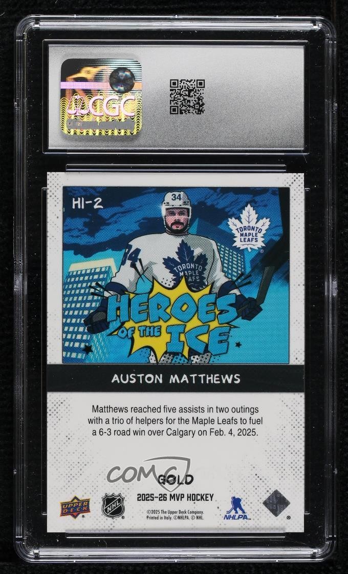 2025 UD MVP Heroes of the Ice Gold Achievement Auston Matthews CGC 10 Gem Mint view 2