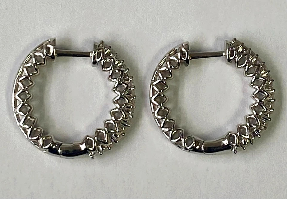 QVC Affinity Sterling Silver 0.20cttw White Diamond Huggie Hoops Earrings - Image 3 of 4