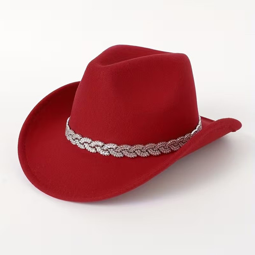 Red Rhinestone Trim Western Cowboy Hat Glam Rodeo Cowgirl Costume #502