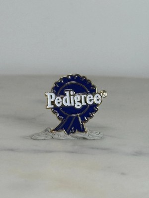 Pedigree Ribbon Enamel Pin: Blue & Silver Badge - 90s Promo Accessory
