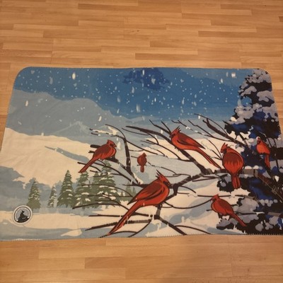 National Wildlife Federation Cardinal Throw Blanket Winter Trees Birds 38''x60''