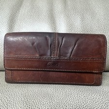 Beautiful Brown Leather Coach Wallet Pleated Perfect Large Size Vintage
