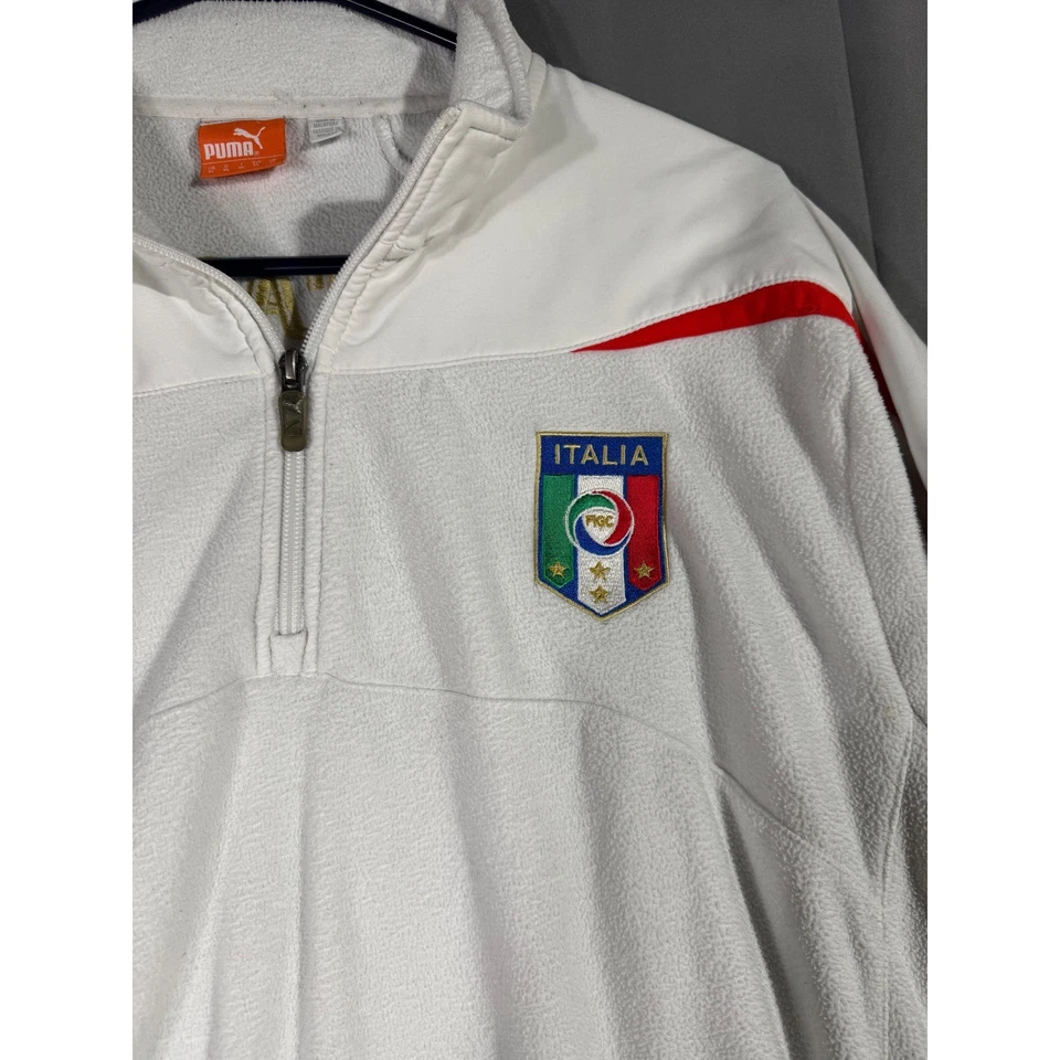 Chaqueta Pullover Puma Italia Fútbol Polar Blanco Verde Rojo Logo Para Hombre XL Foto 2 de 4