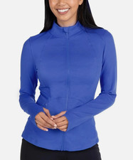 Spyder Women's Stretch Long Sleeve Zip Up Yoga Jacket with Thumbholes Blue Large