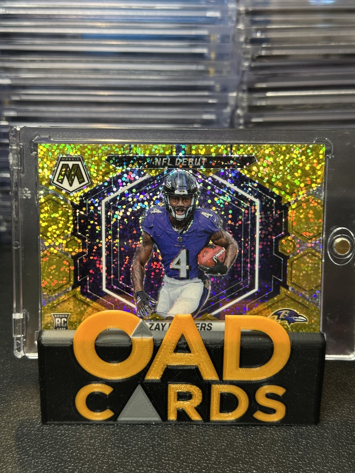 2023 Mosaic Zay Flowers #ND-18 NFL Debut Gold Sparkle Mosaic RC /24 Jersey Match