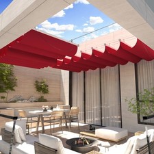 Waterproof Red Retractable Pergola Replacement Shade Cover Cloth Yard Terrace