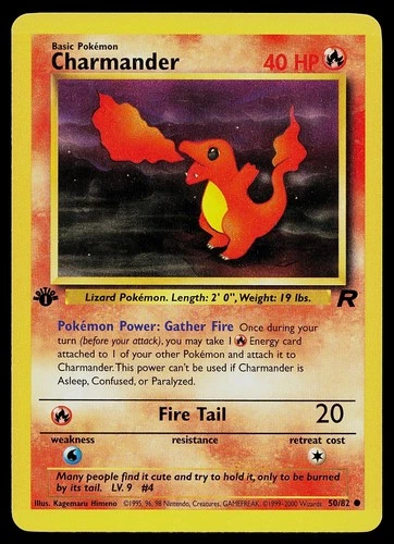 Pokemon Card - Charmander Team Rocket 50/82 Common 1st Edition
