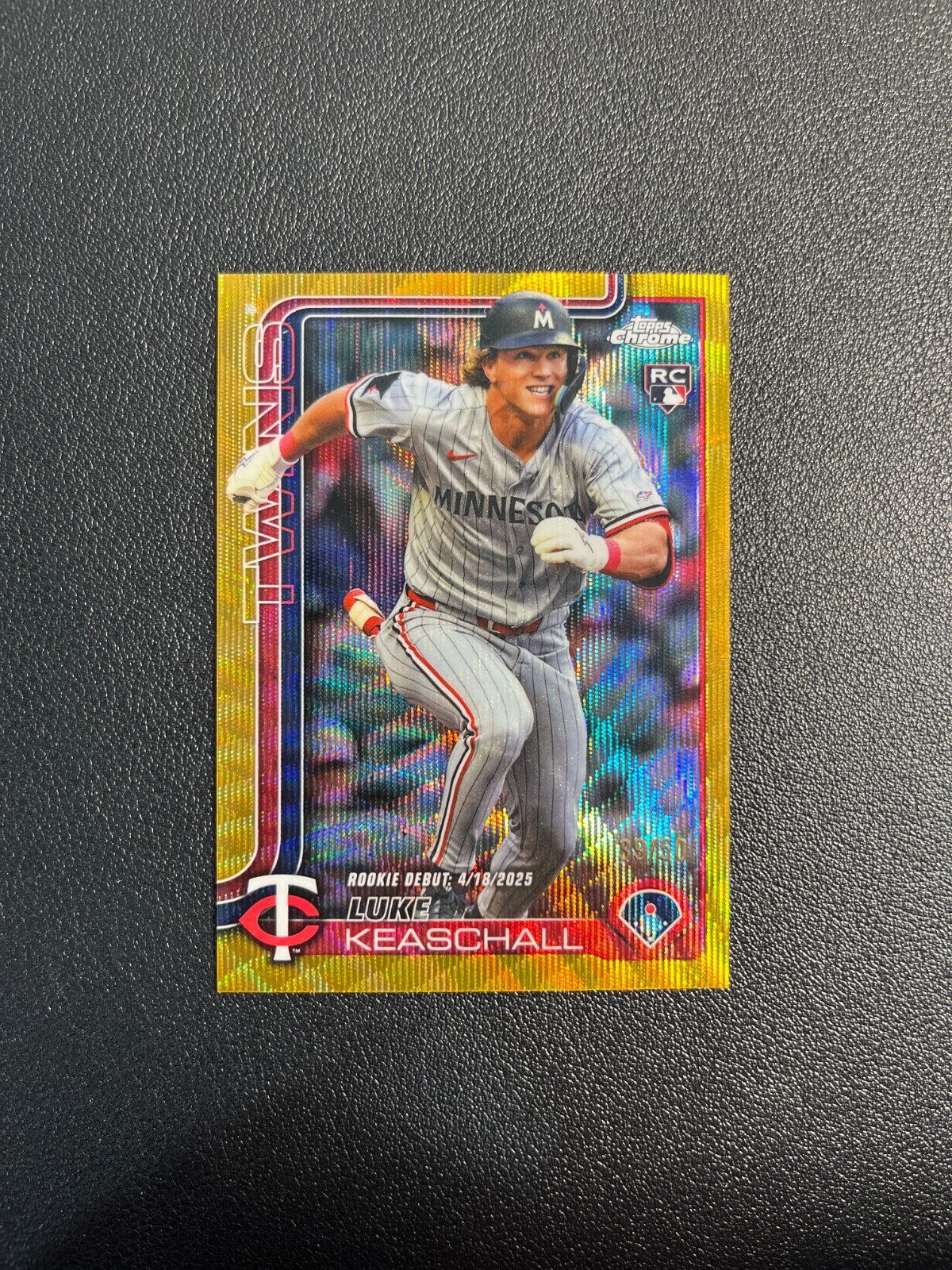 2025 Topps Chrome Update Luke Keaschall Rc Rookie Debut Gold Wave 39/50 BJYY