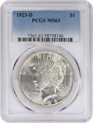 1923-D Peace Silver Dollar MS63 PCGS