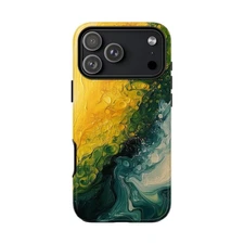 Phone Ink - Case for iPhone/Galaxy/Pixel - Green Yellow Liquid Abstract