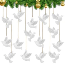 24 Pieces Christmas Dove Ornaments Friendship Dove Hanging Ornament Set Wood ...
