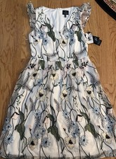 Adrianna Papell Pastel Paradise Embroidered Sheath Floral Dress Size 6 Fit N Flr