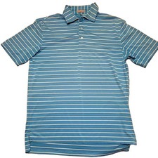    READ   Peter Millar Mens Summer Comfort M Blue/White Striped Polo Short Sleeve