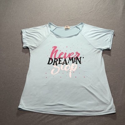 YMI Sleepwear T Shirt Womens XL Graphic Print Never Stop Dreamin Lounge Blue Tee